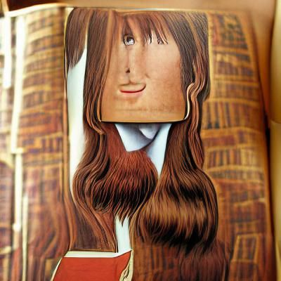 Surreal Portrait of a Book with Human Features in a Whimsica...