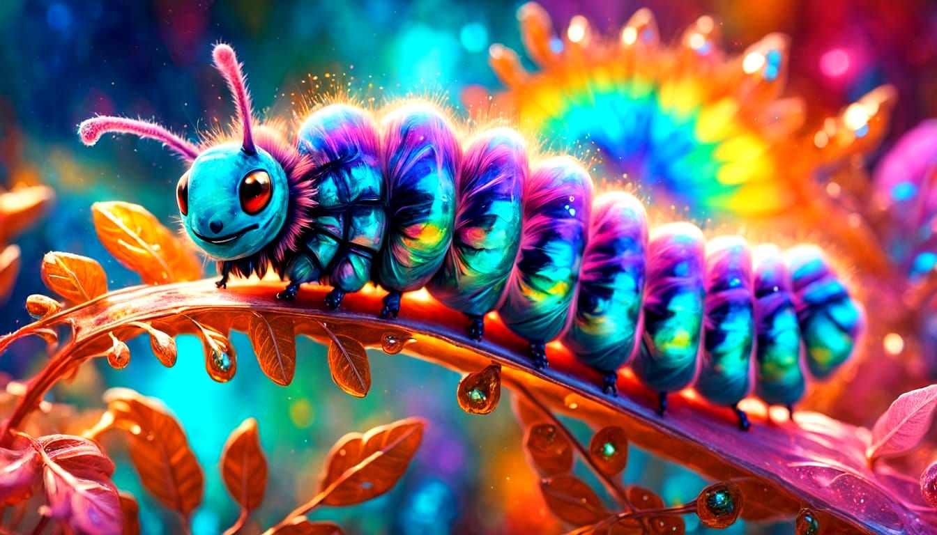 Psychedelic Caterpillar's Fantasy Garden Adventure