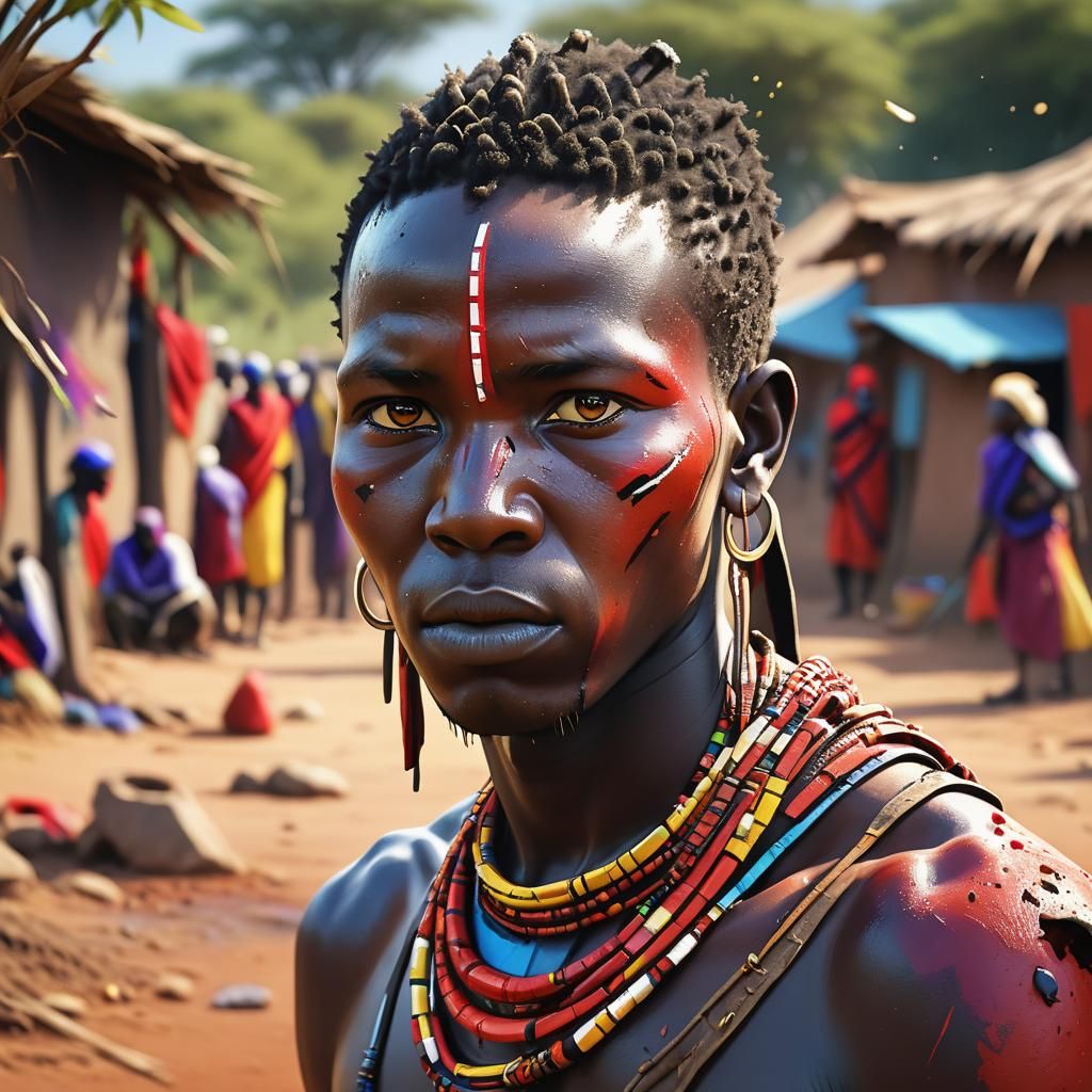 Surreal Village Scene in Hyperrealistic Style