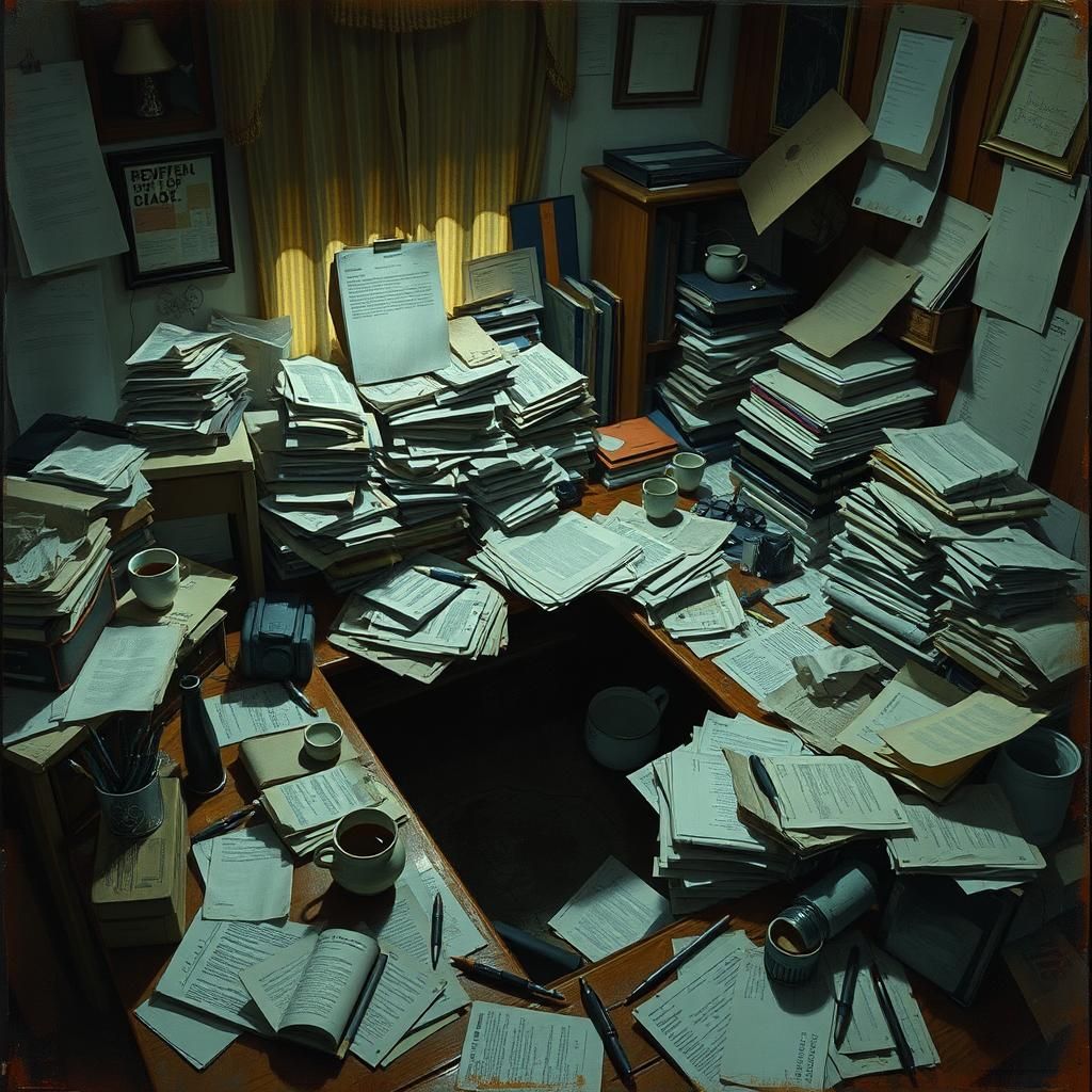 A Moody Office Scene, in Film Noir Style