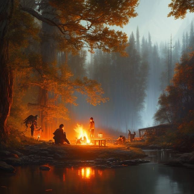 campfire at the creek