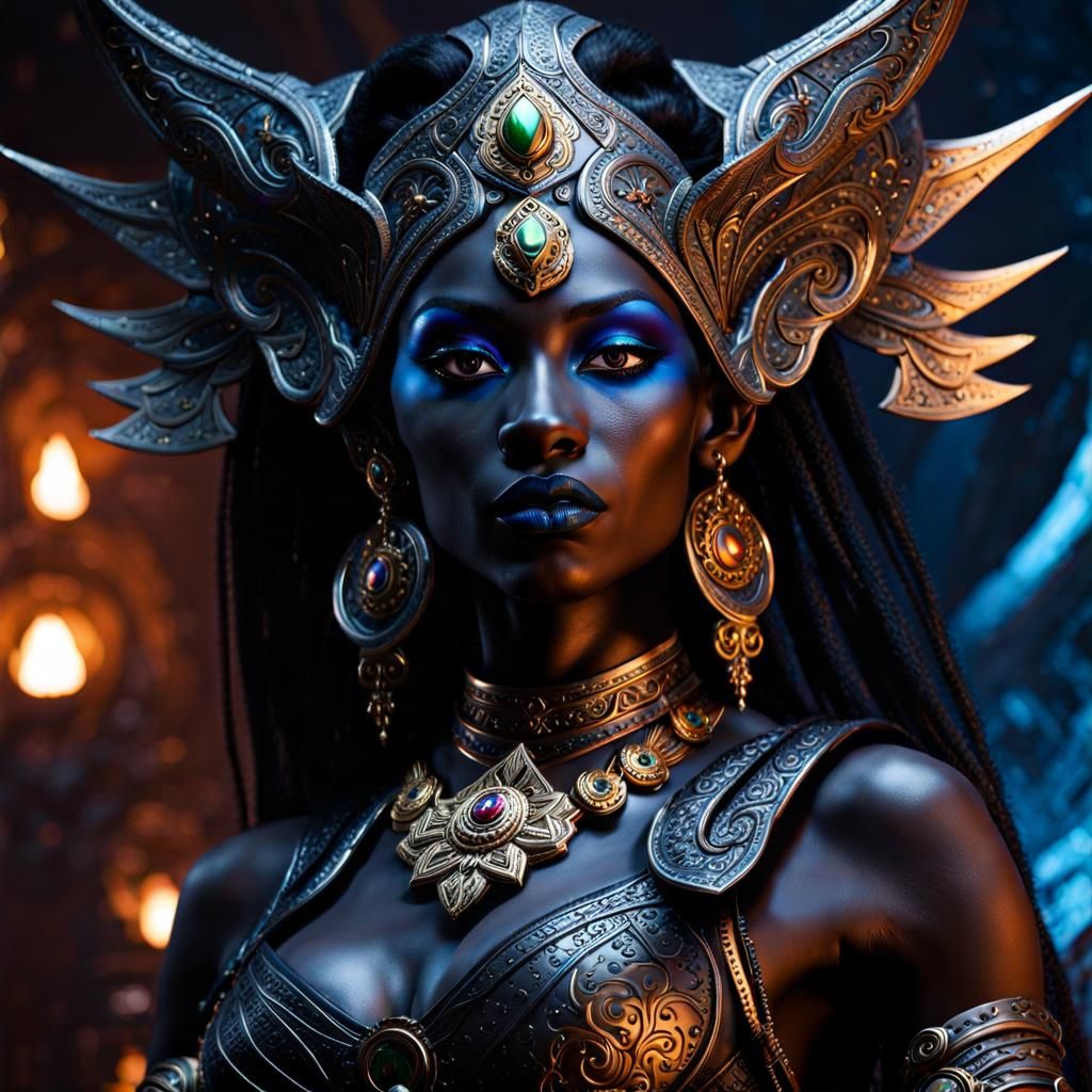 Fierce Dark Elf Medusa with Serpent Staff