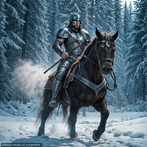 Viking Templar Warrior in Winter, Digital Art