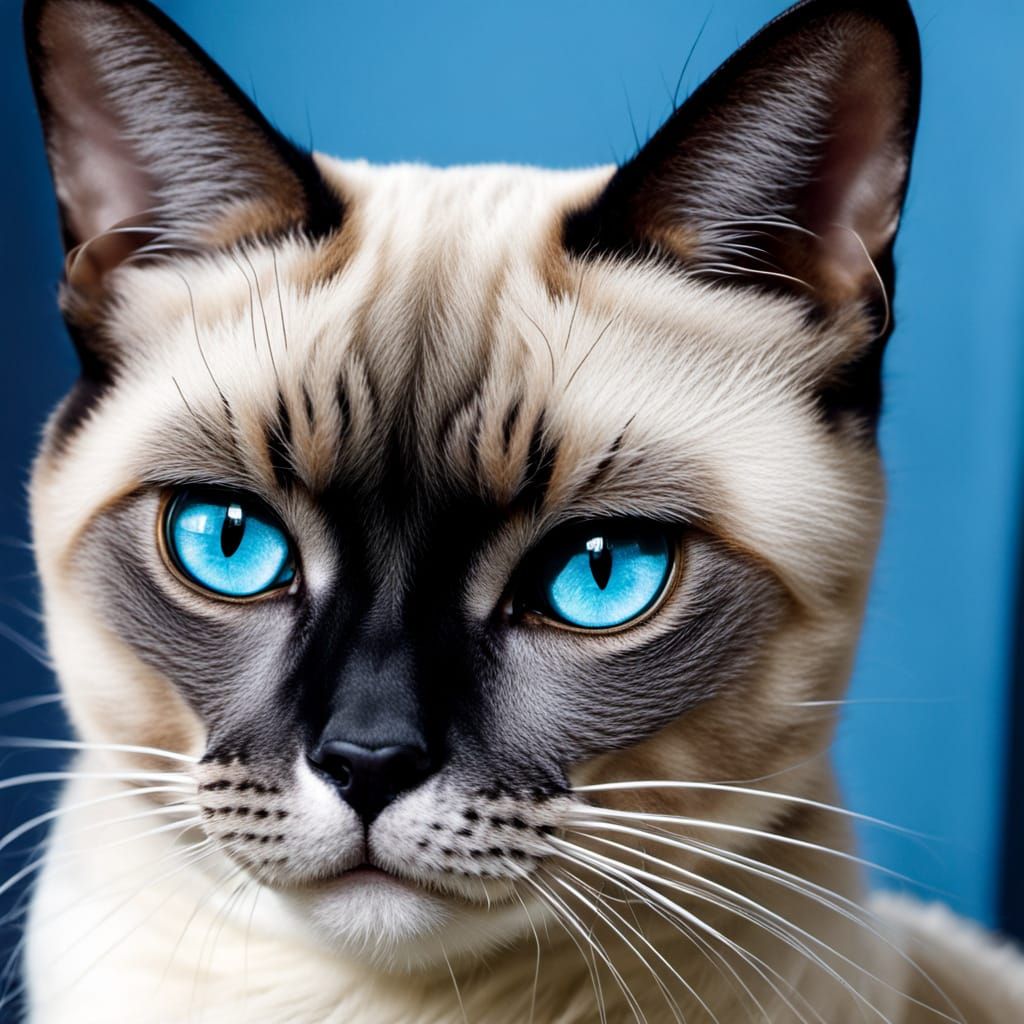 Siamese Cat Portrait in Neo-Traditional Tattoo Style