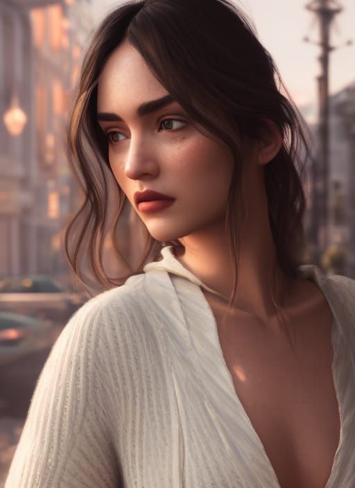 Beautiful Latina Woman Enjoying Coffee in a Cozy Cafe