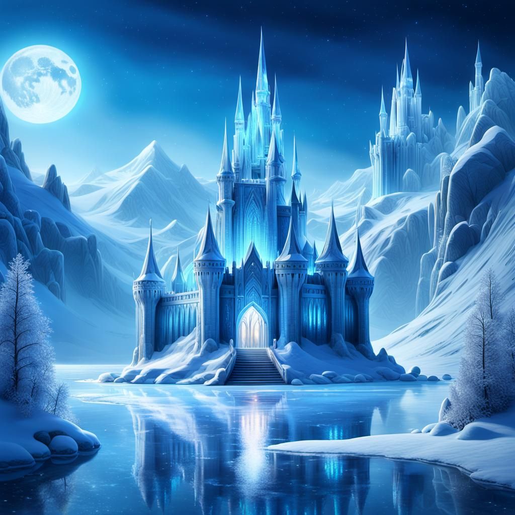 Ethereal Winter Castle of Crystal and Ice