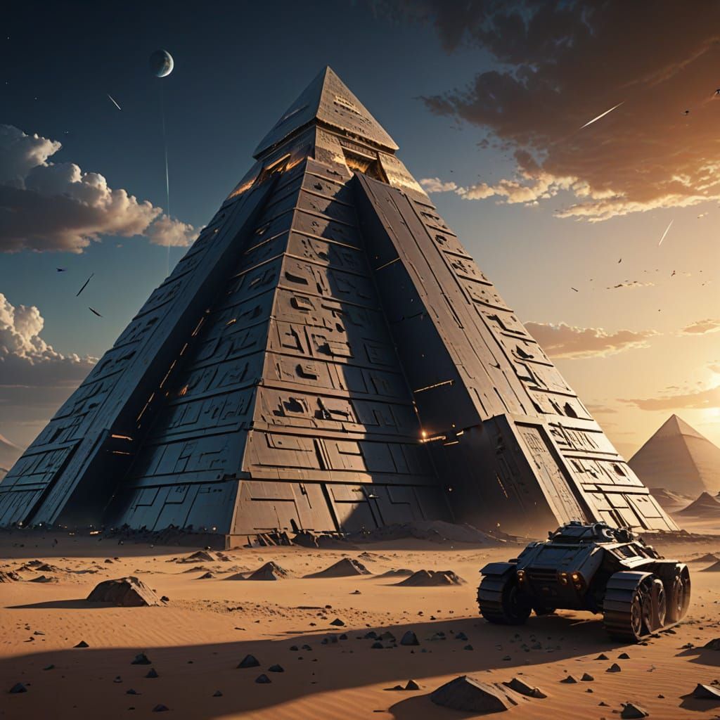 Egyptian Pyramids Transformed into Shimmering Sci-Fi Wonders