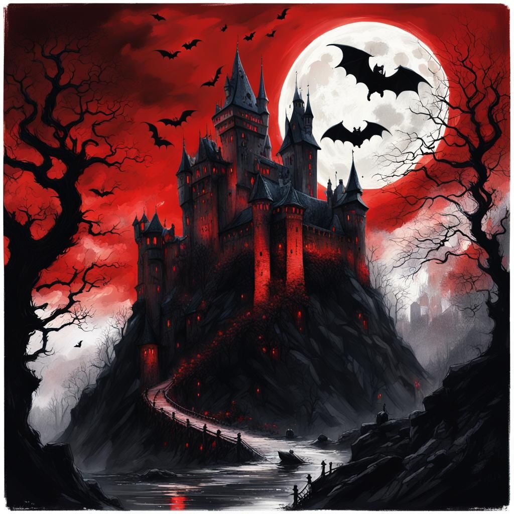 Ethereal Castle Rising above a Moonlit River