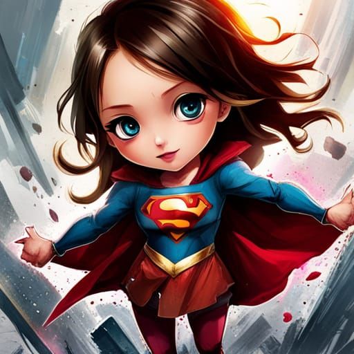 Chibi Supergirl in Vibrant Street Style