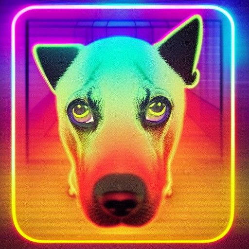 Retro Neon Canine in Synthwave Style