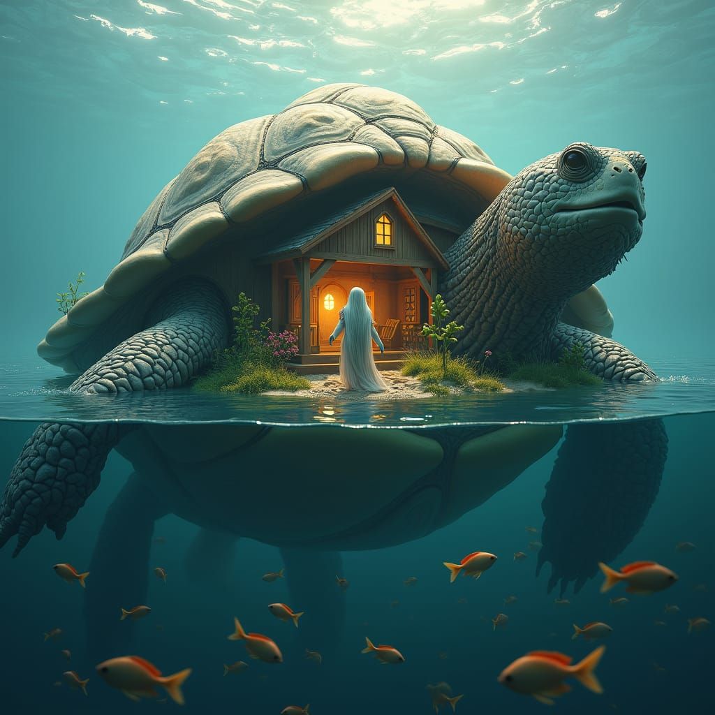 Colossal Turtle's Secret Lair in the Ocean