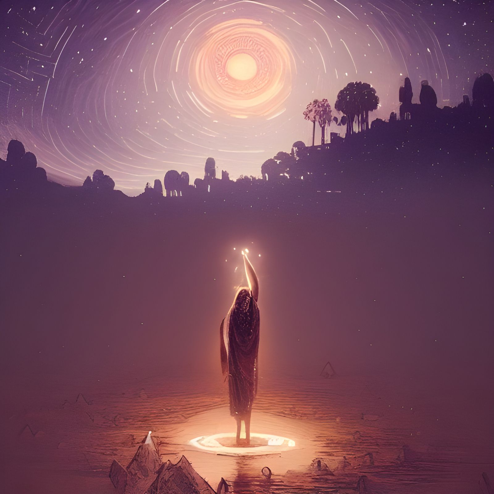 Surreal Arabian Nightscape Unveils a Mystical Oil Lamp