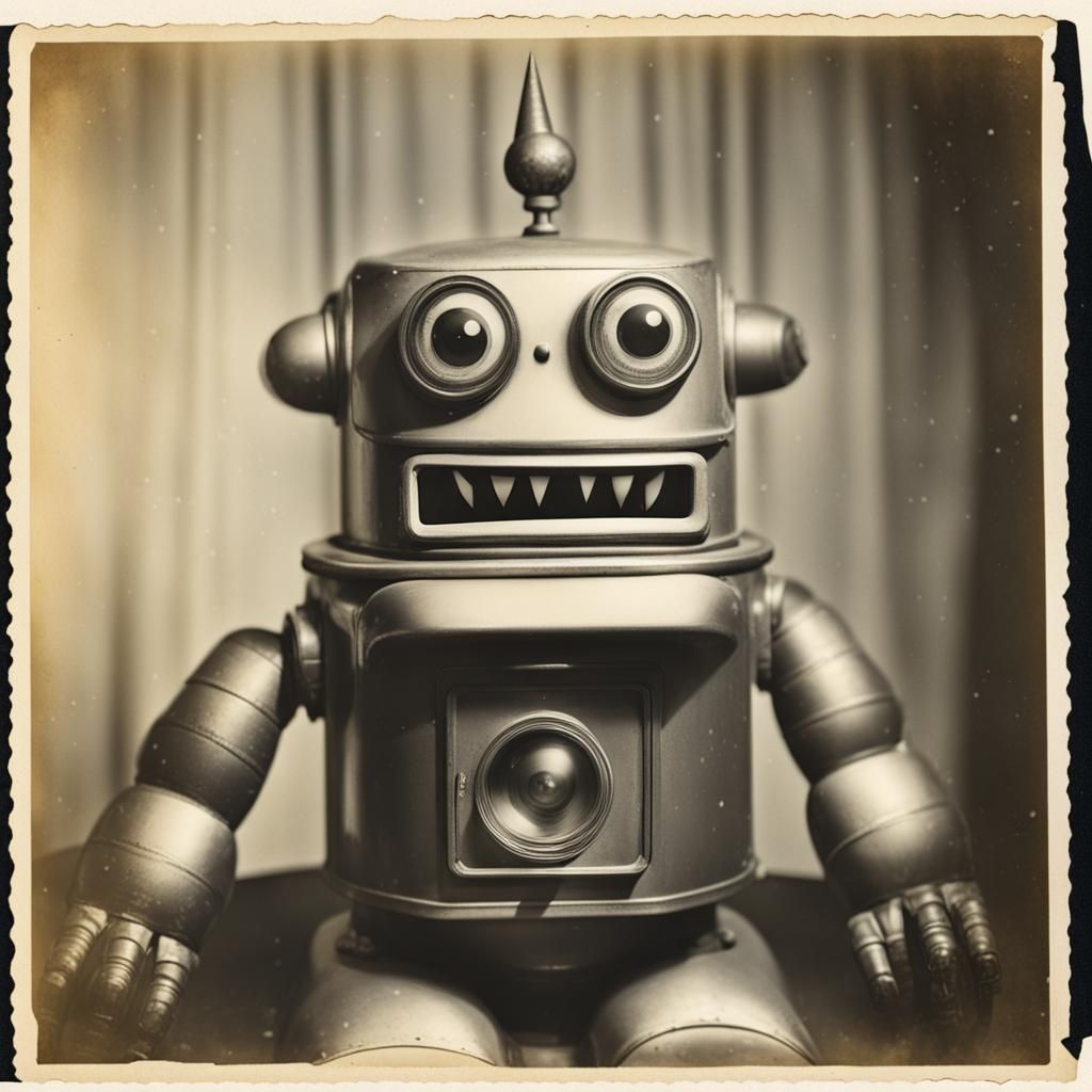 Vinyl Robot in Festive 1950s Vignette