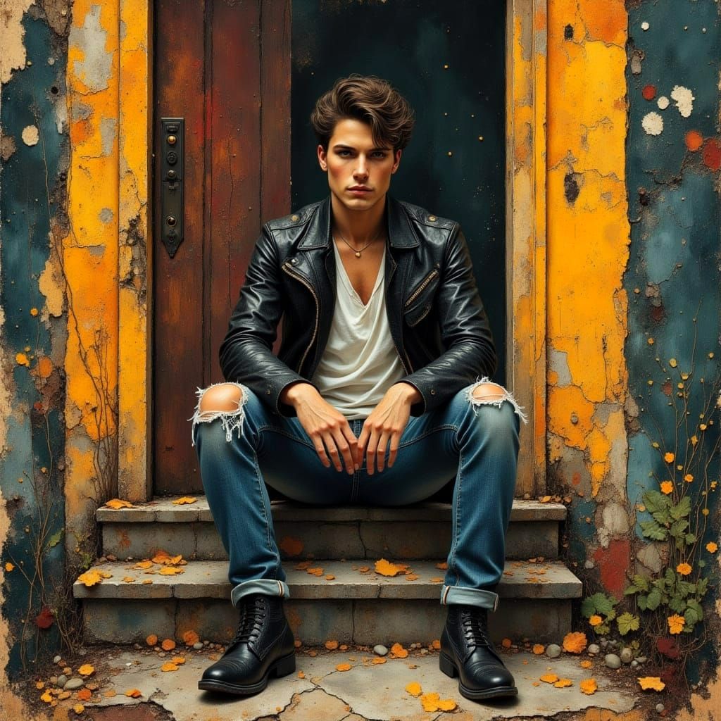 Ethereal Portrait with Filigree and Sketch Elements