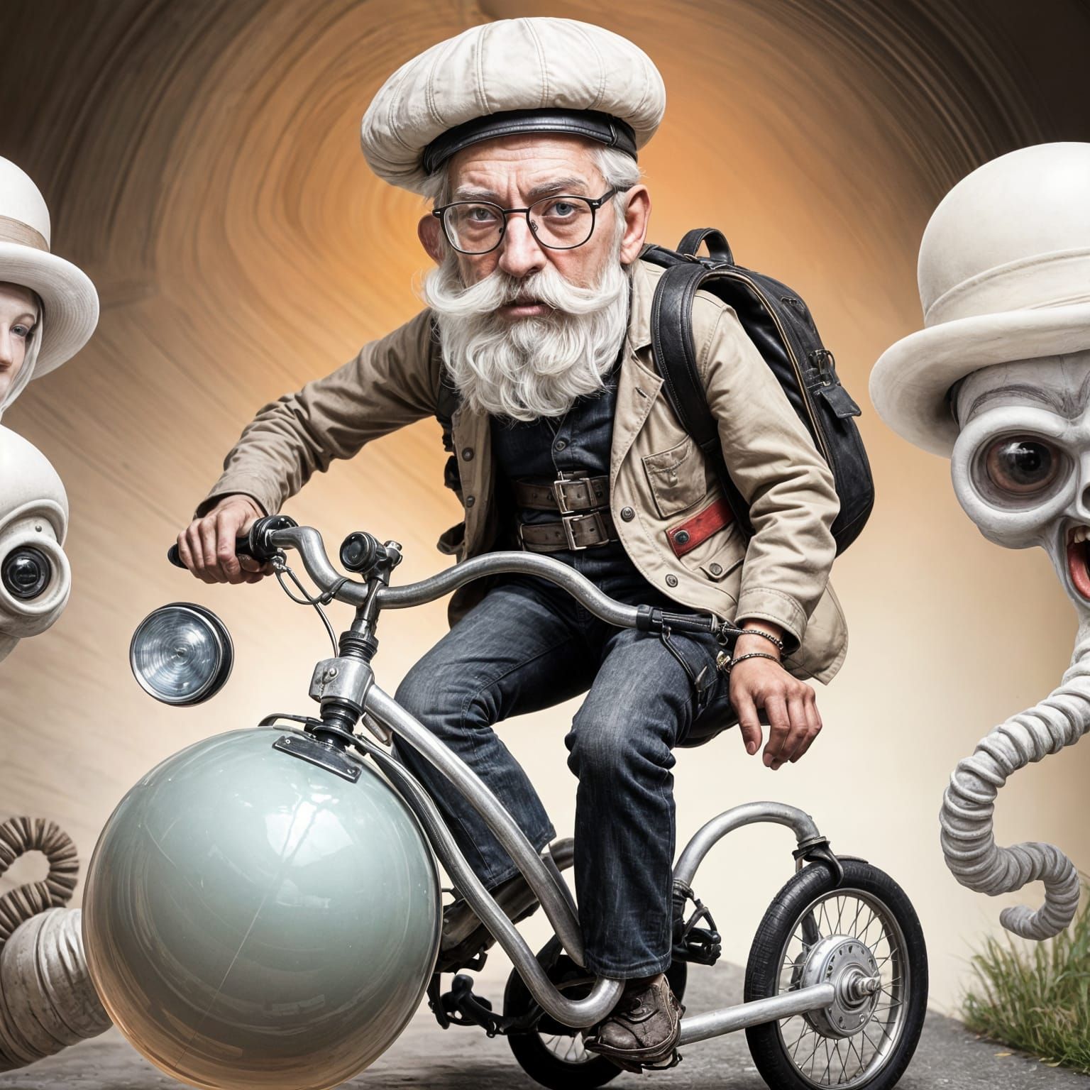 Mysterious Lady in Disguise Flees Through City Streets