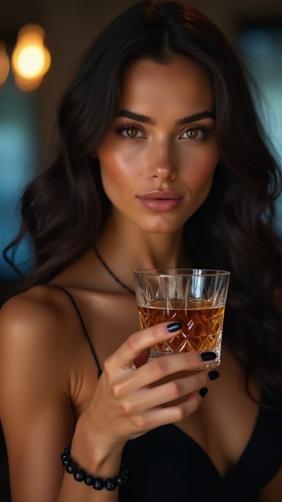 Elegant Woman in Luxury Portrait, Captivating Hazelnut Eyes
