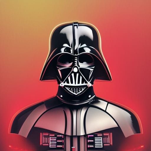 Cyberpunk Darth Vader Portrait in Neon Red