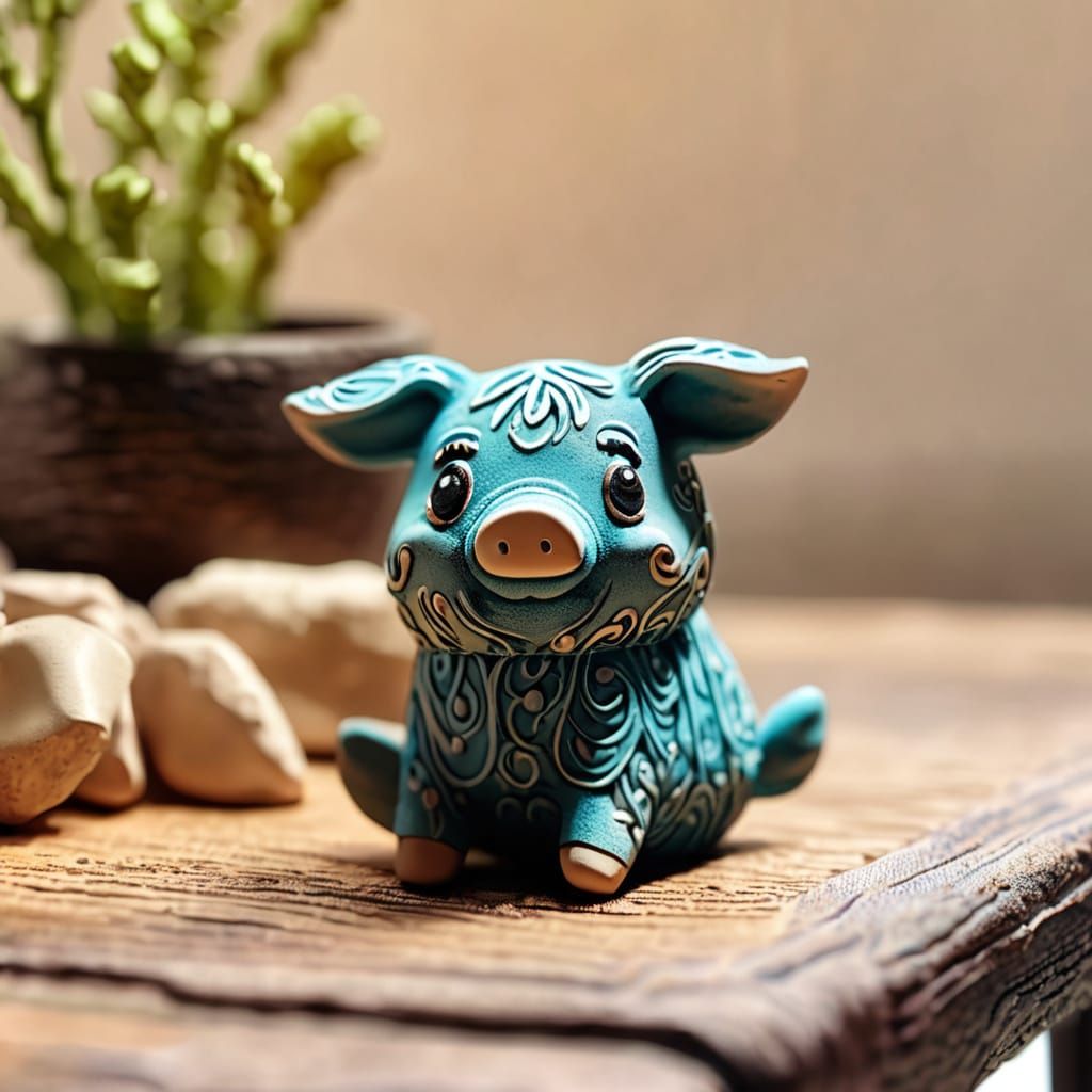 Charming Miniature Clay Piglet in Earthy Tones