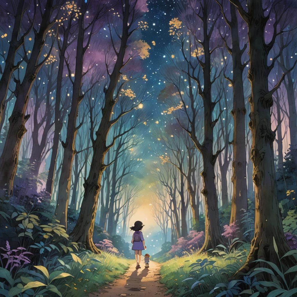 Whimsical Forest Dreamscape at Twilight