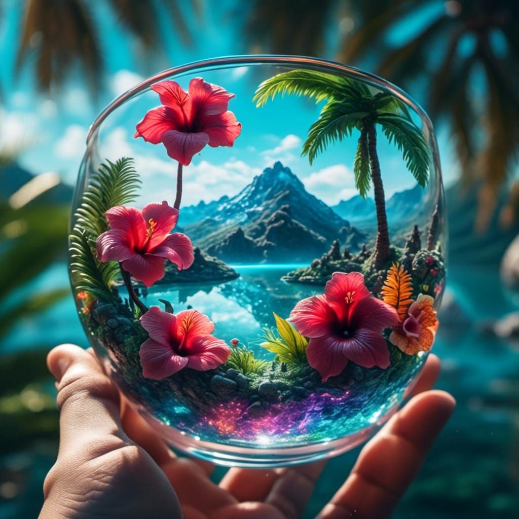 Tropical Island in Glass Cup: Concept Art