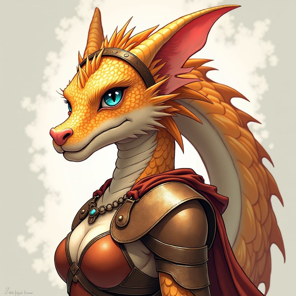 Regal Dragonborn in Whimsical Fantasy Armor