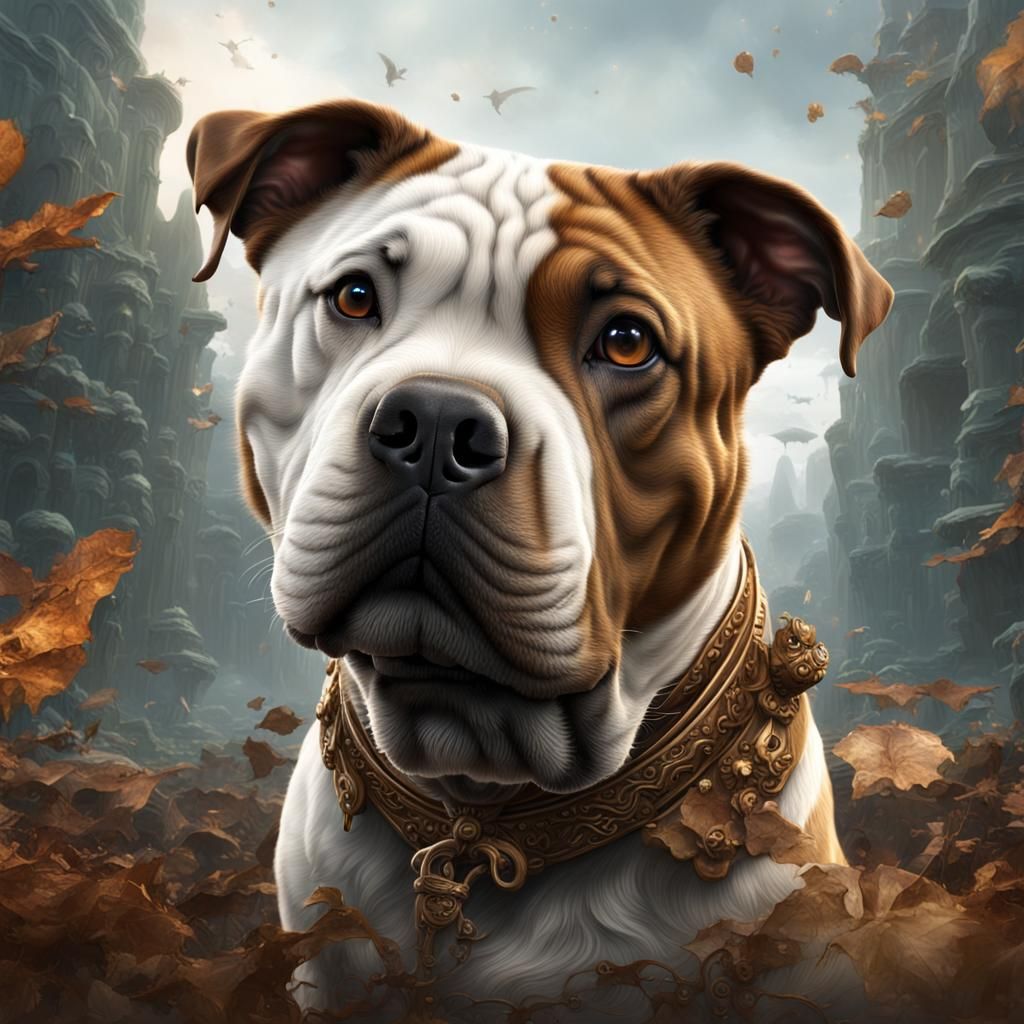 Fantastical Staffy Sharpei Cross in Vivid, 8K Detail