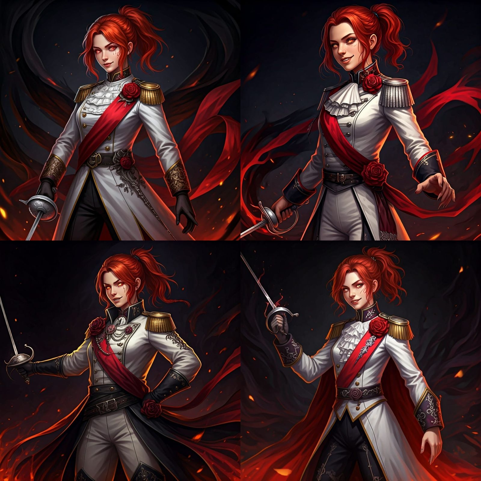 Fiery French Duelist in Dark Fantasy Setting