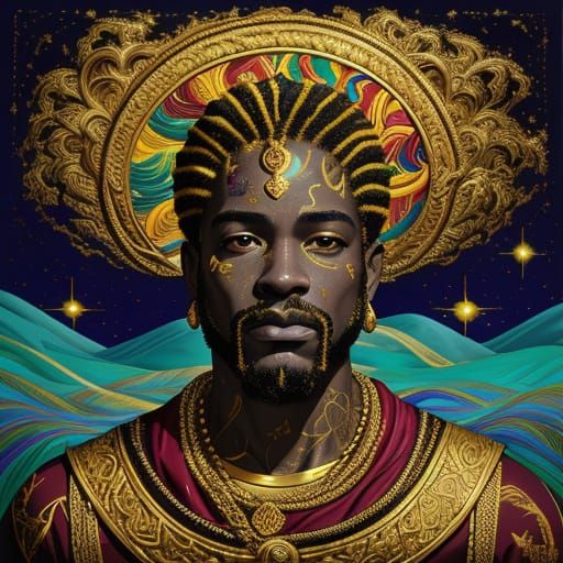 Kingdom Emerges from Gold Moon: Surrealist Painting