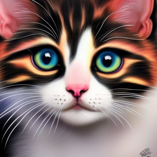 Vibrant Calico Kitten in Mid Shot