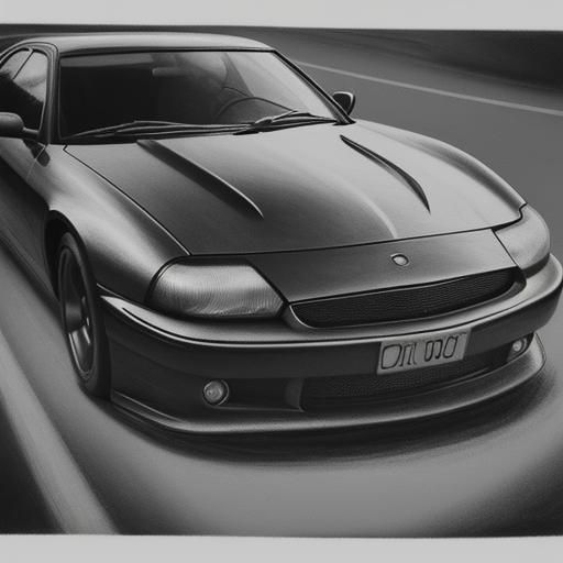 Hyperdetailed Charcoal Drawing of Cars