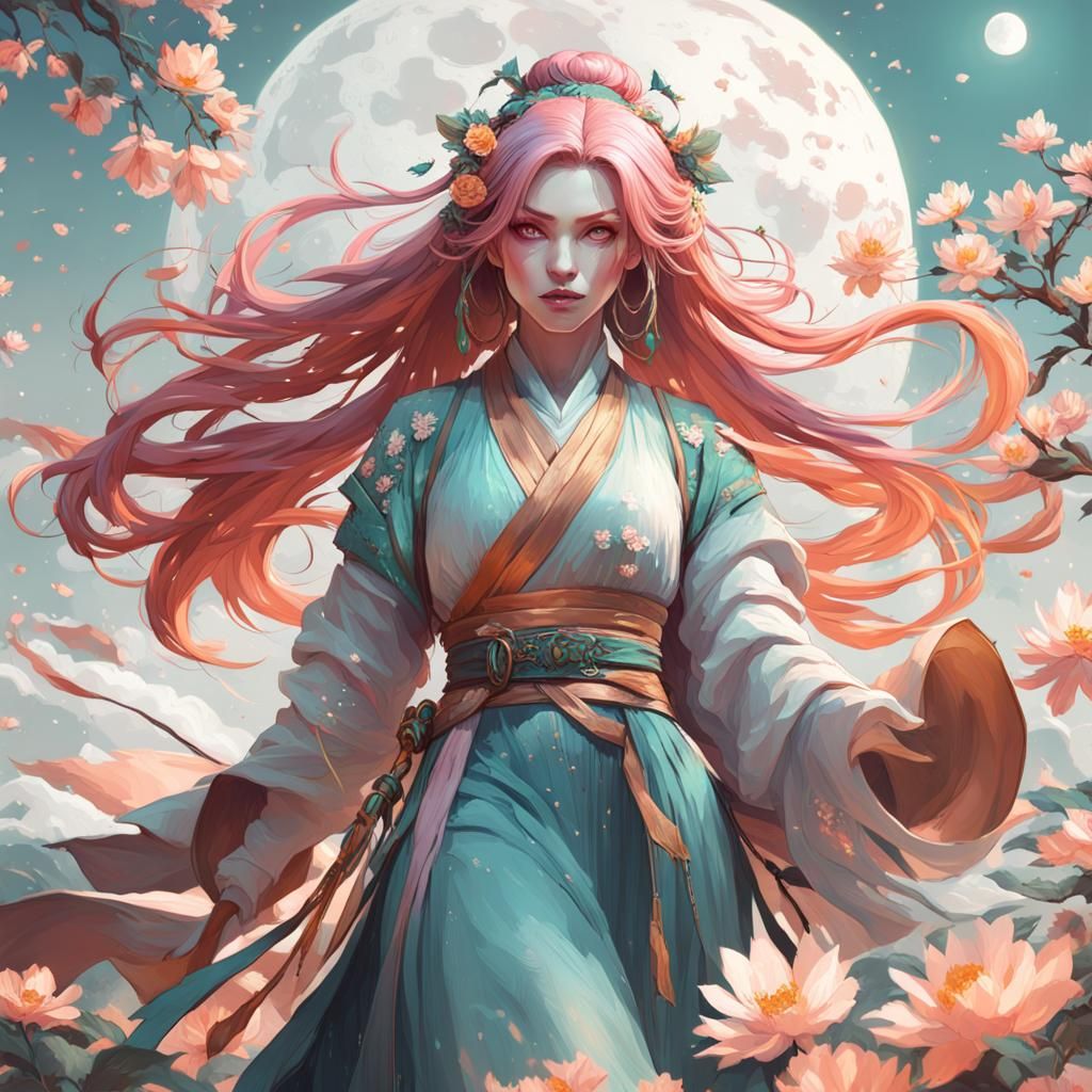 Ethereal Fantasy Woman with Pastel Hues