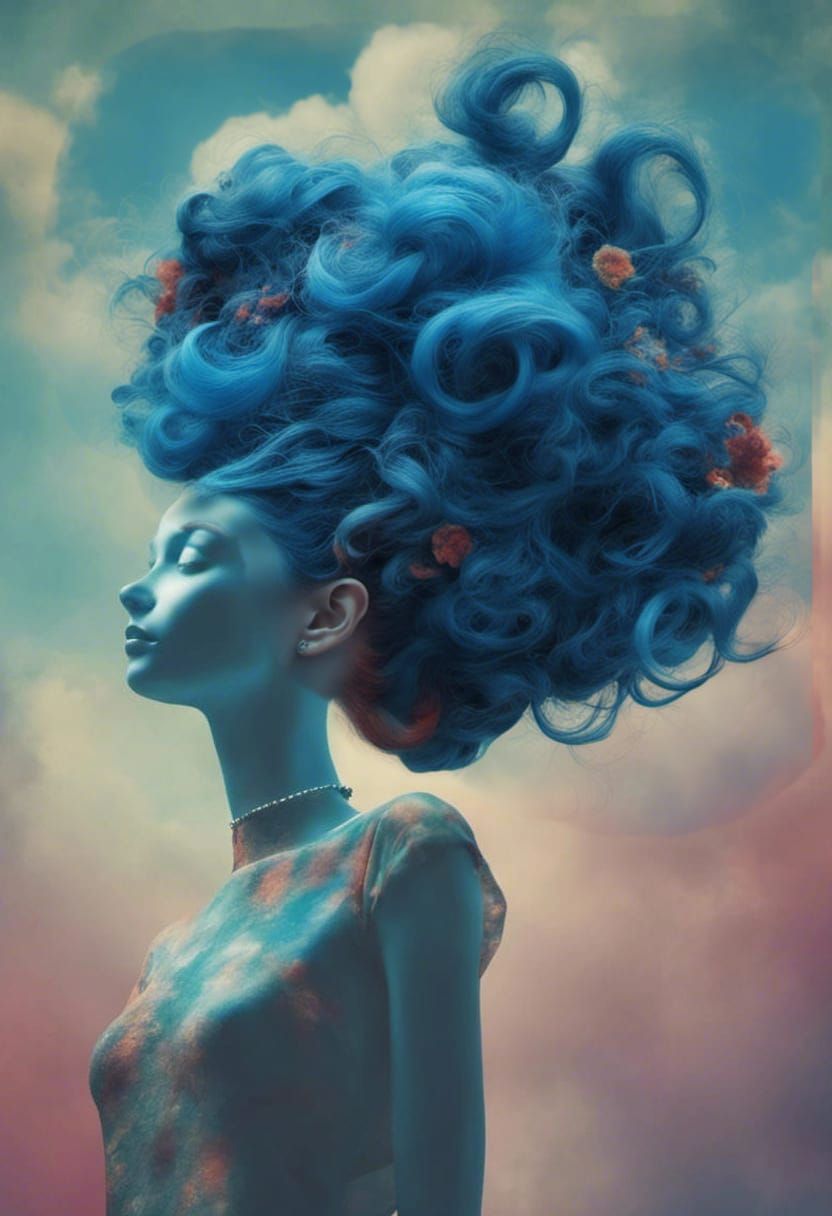 Surreal Blue Goddess Unveils Extravagant Hairstyle of Vibran...