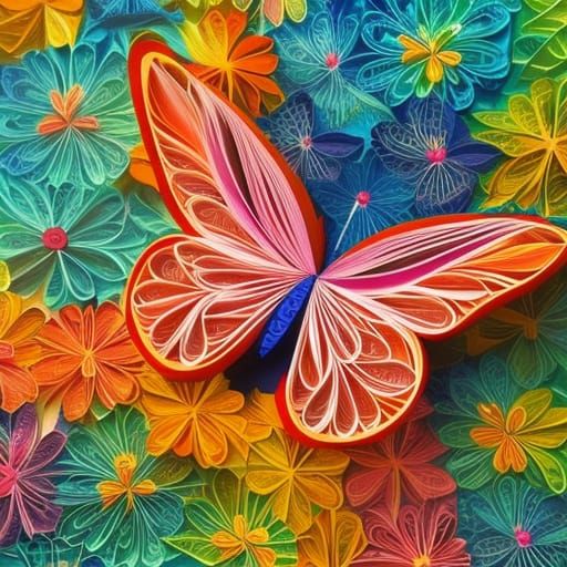 Kirigami Butterfly in Vibrant Splash Art