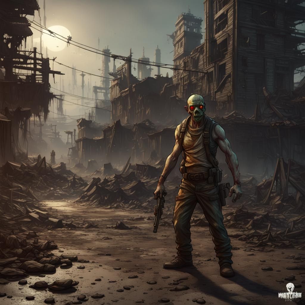 Dark Fantasy Wasteland Masterpiece in Cyberpunk Style