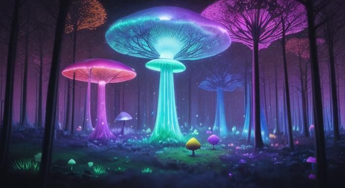 Whimsical Glowing Fairy Forests in Vibrant Colors