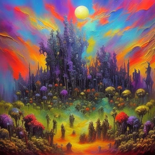 Surreal Talking Carrots in a Dreamlike Garden