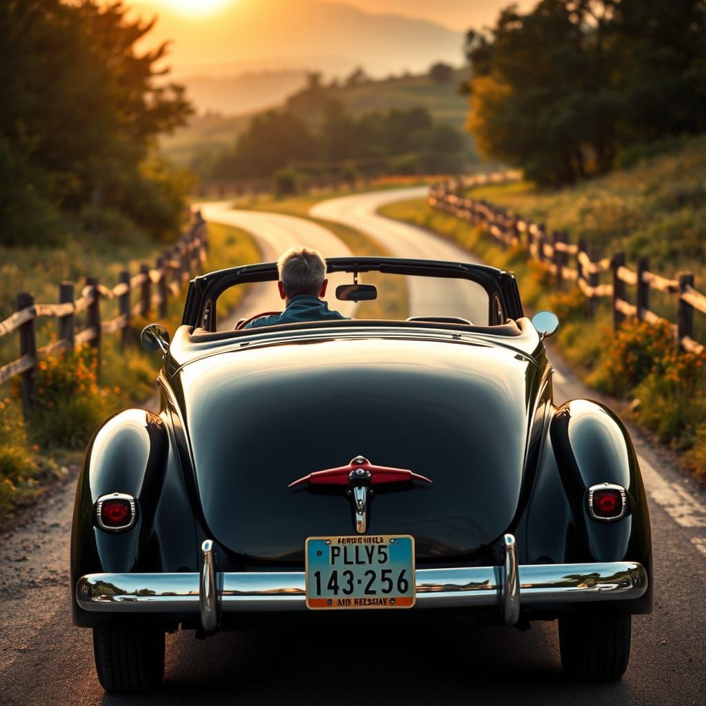 Sleek 1940 Ford Deluxe Cruises Down a Winding Country Road i...