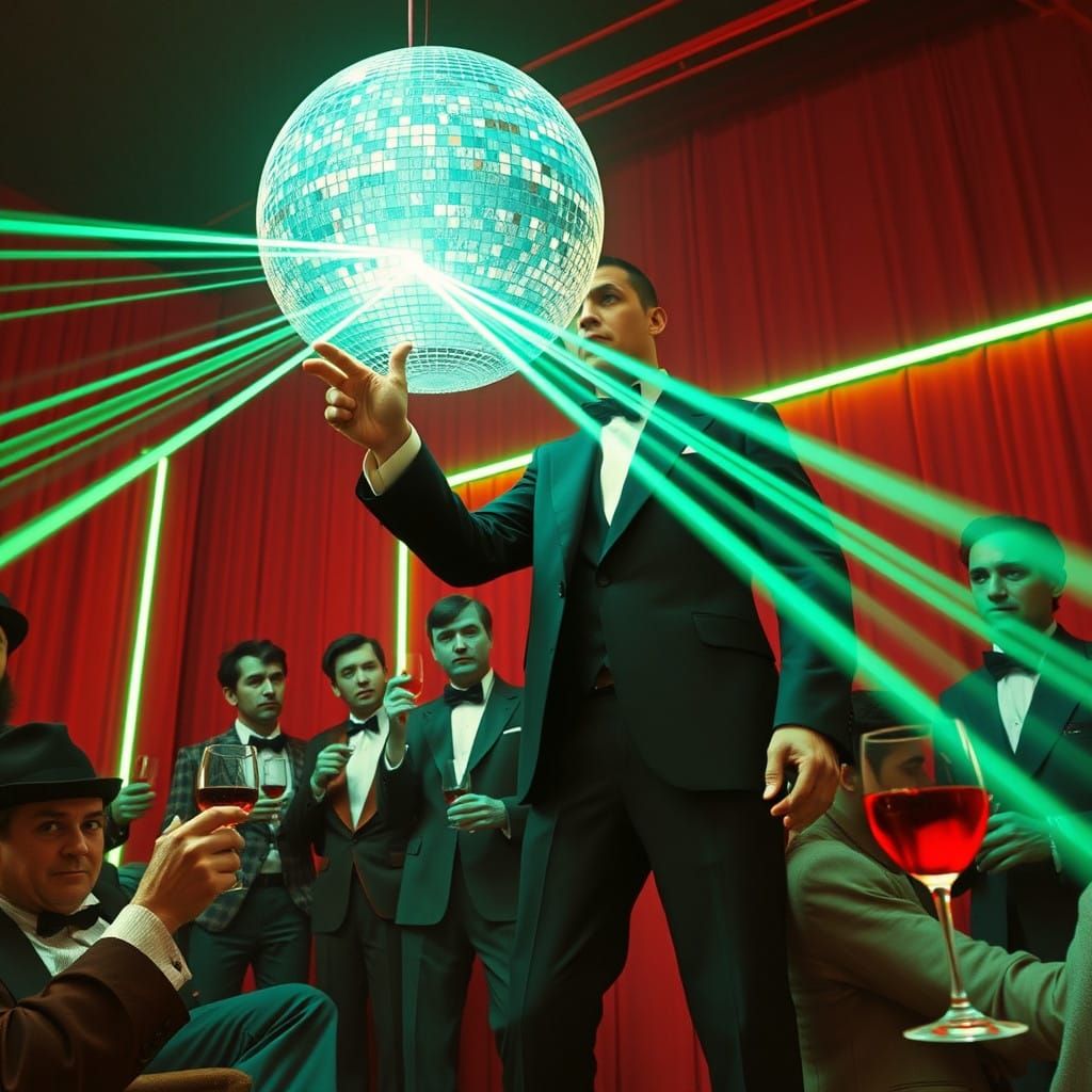 Man in Black Suit Shoots Laser Beams at Victorian Partygoers...