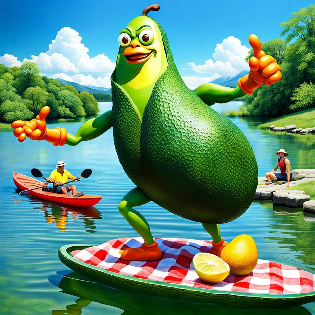Avocado-Like Creature in Vibrant Airbrush Style
