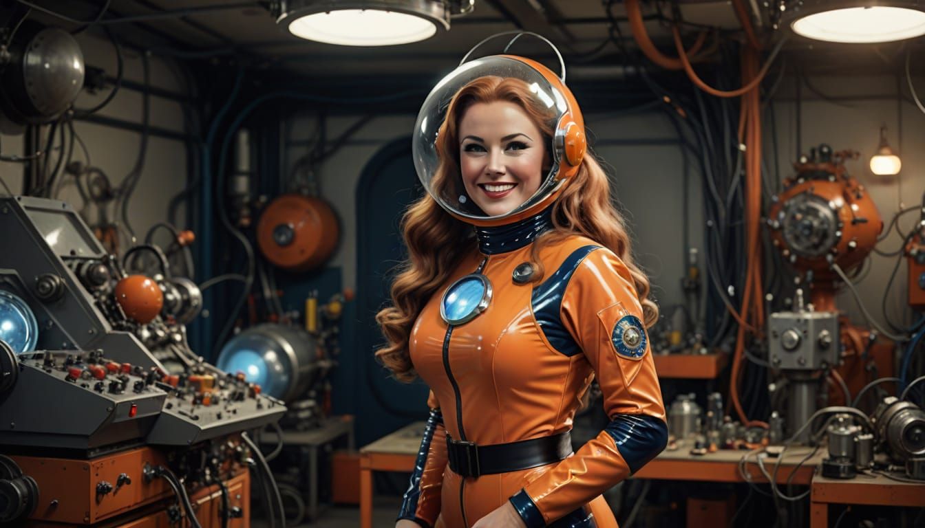 Retro-Futuristic Engineer in Cosmic Ray Workshop