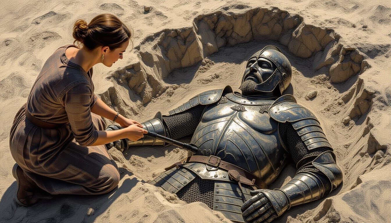 Desert Discovery: Charcoal Drawing of Warrior Remains