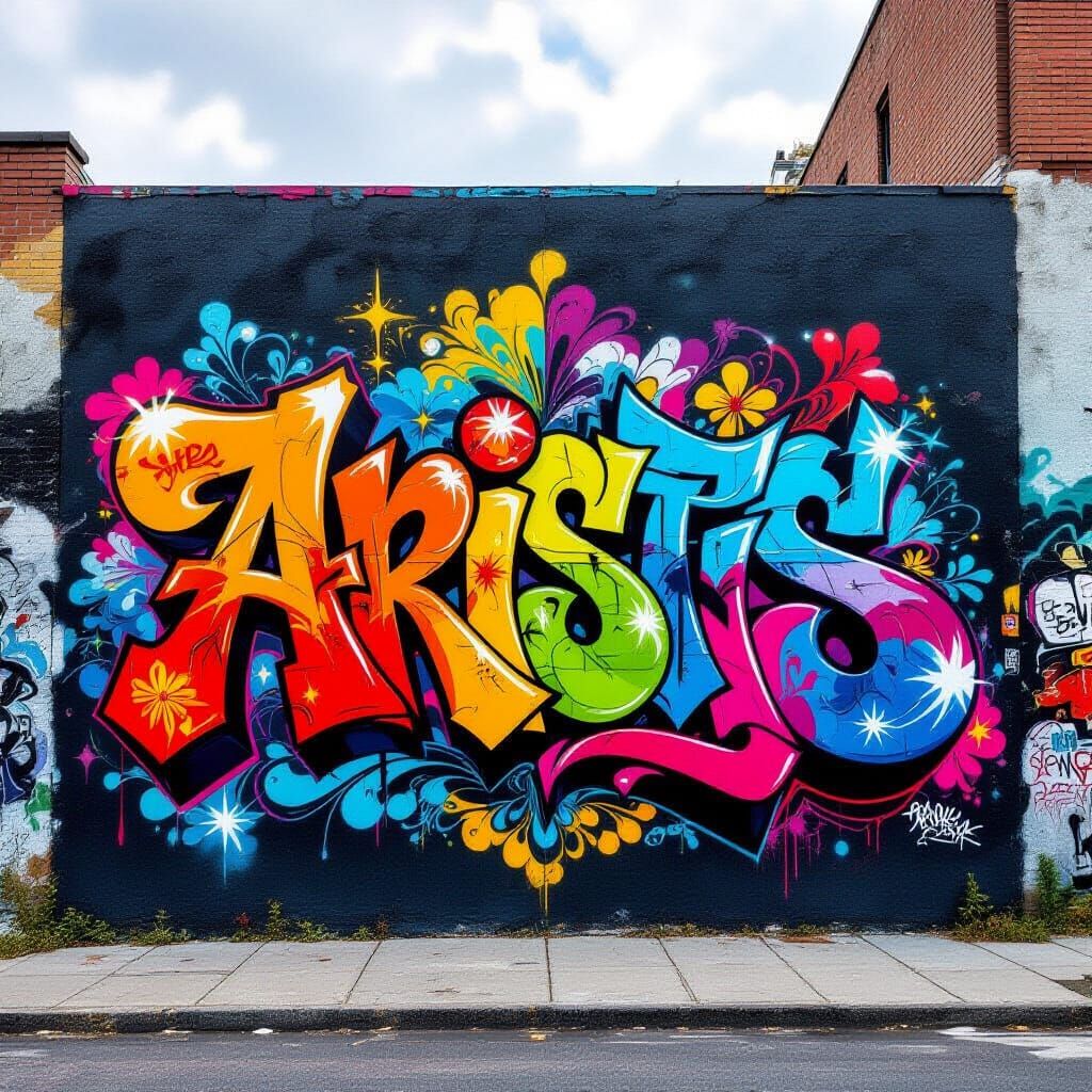 Colorful Ornate Graffiti Wall Art