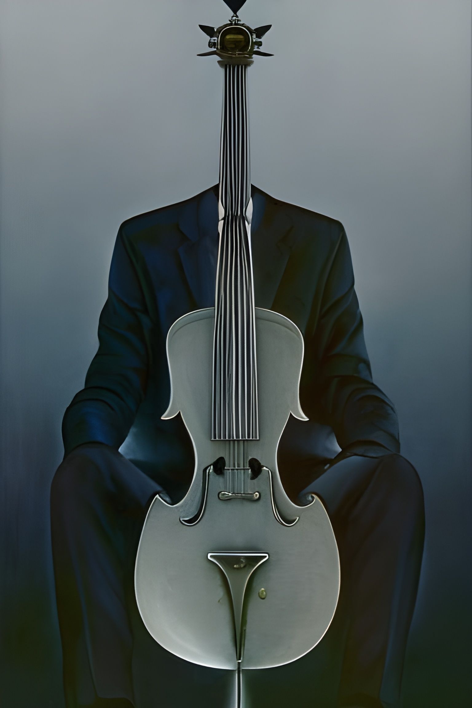 Surrealistic Portrait of a Melancholic Musician