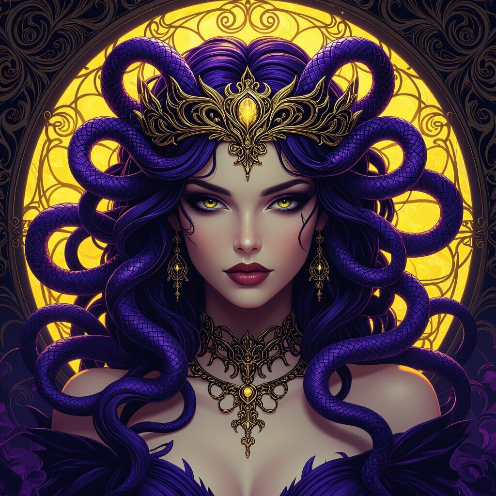 Seductive Medusa in Dark Fantasy Concept Art Style