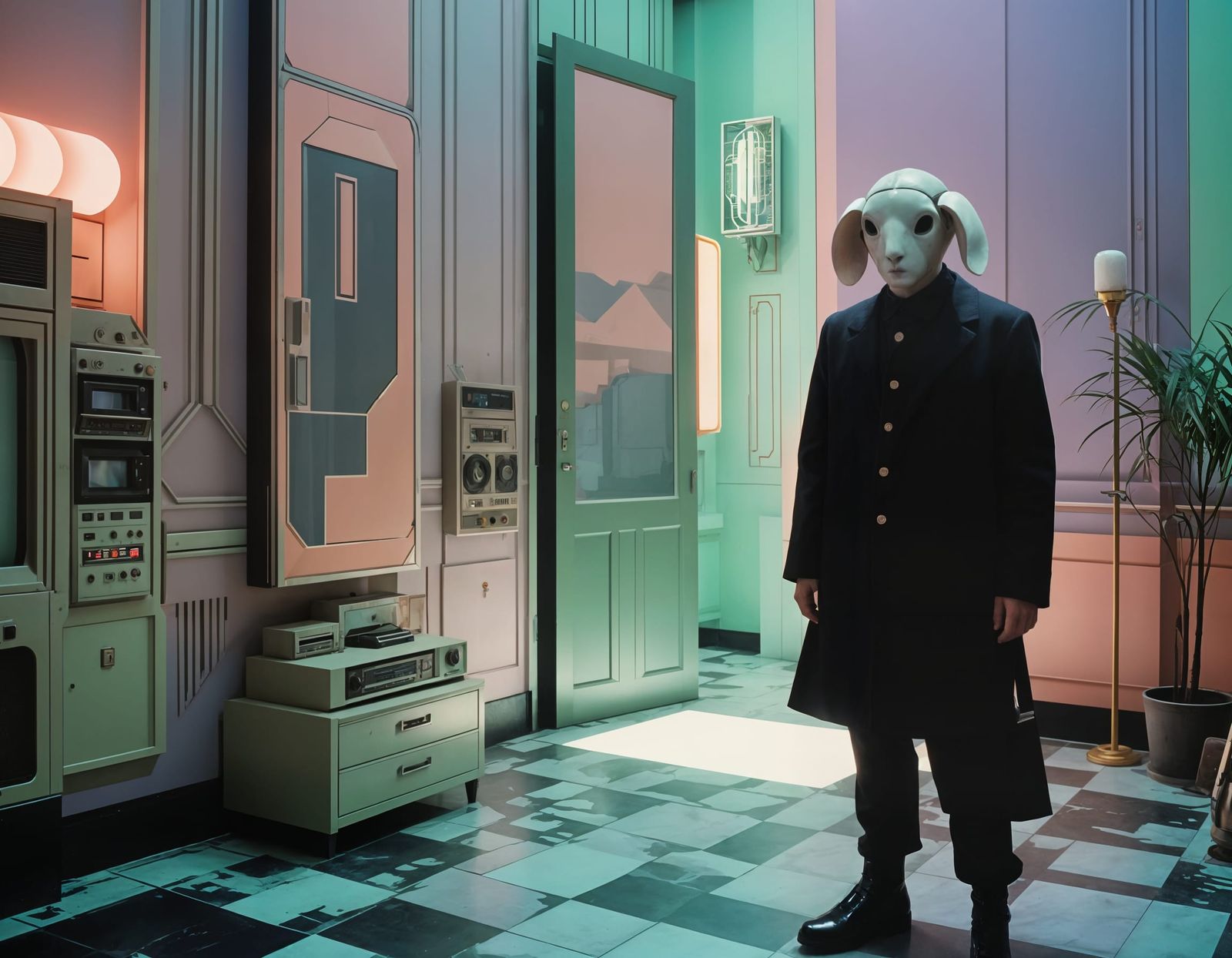 Cybernetic Lamb in Gothic Cyberpunk Horror Style