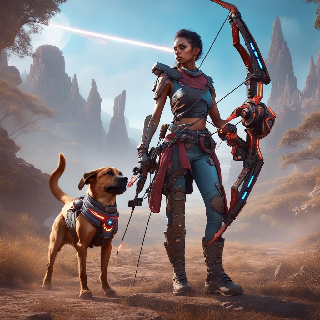 Fantastical Githyanki Ranger with Laser Bow and Companion