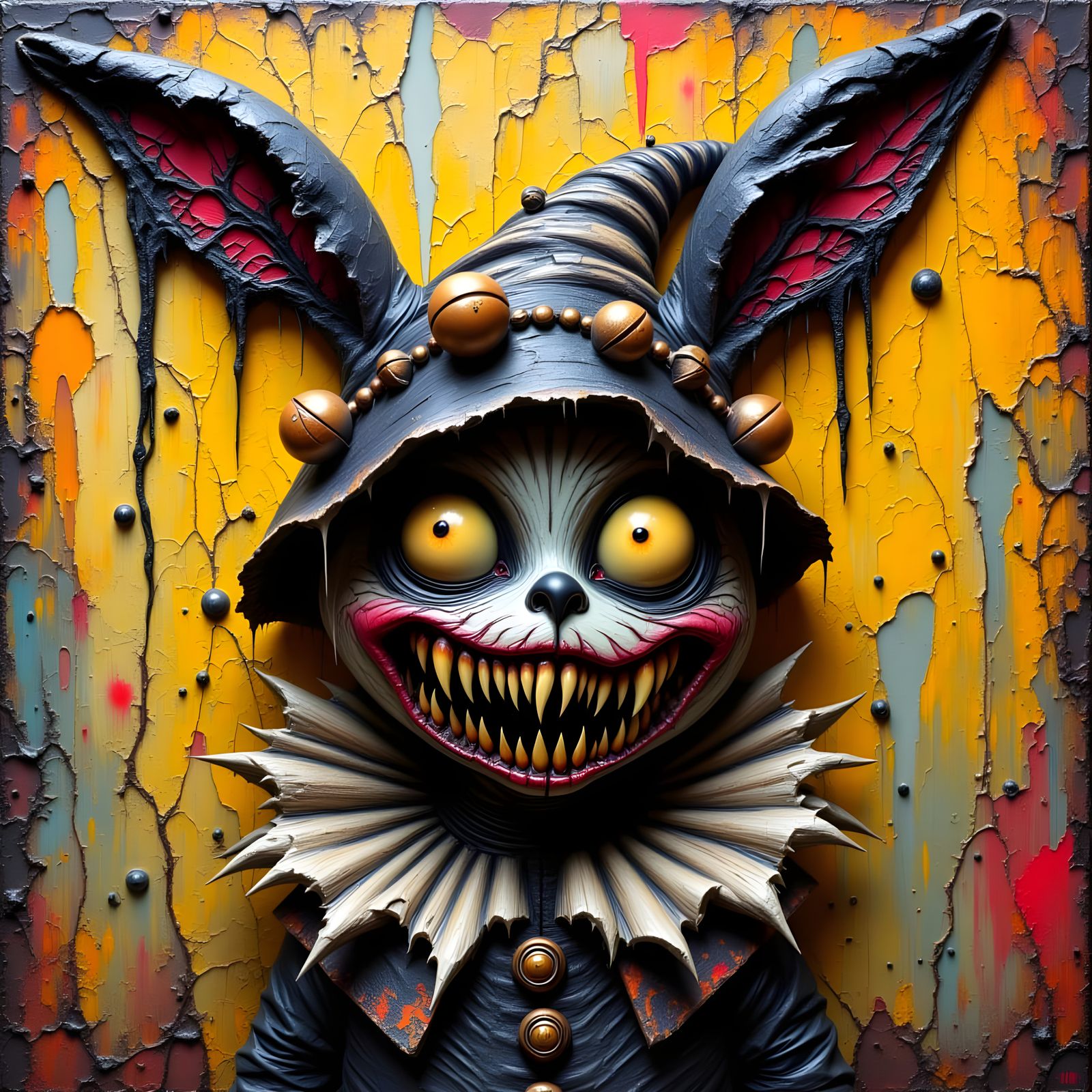 Menacing Easter Bunny in Creepy Oil Painting