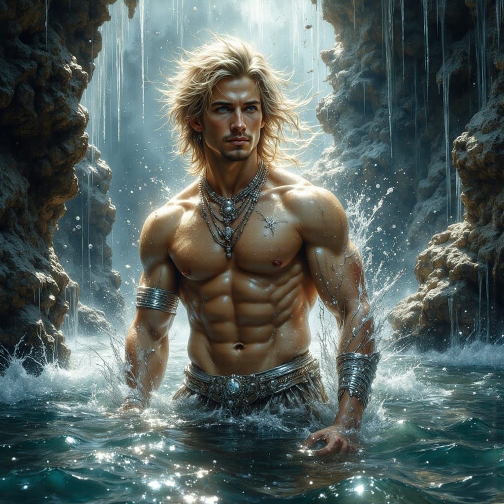 Man in Sparkling Grotto: Digital Matte Painting