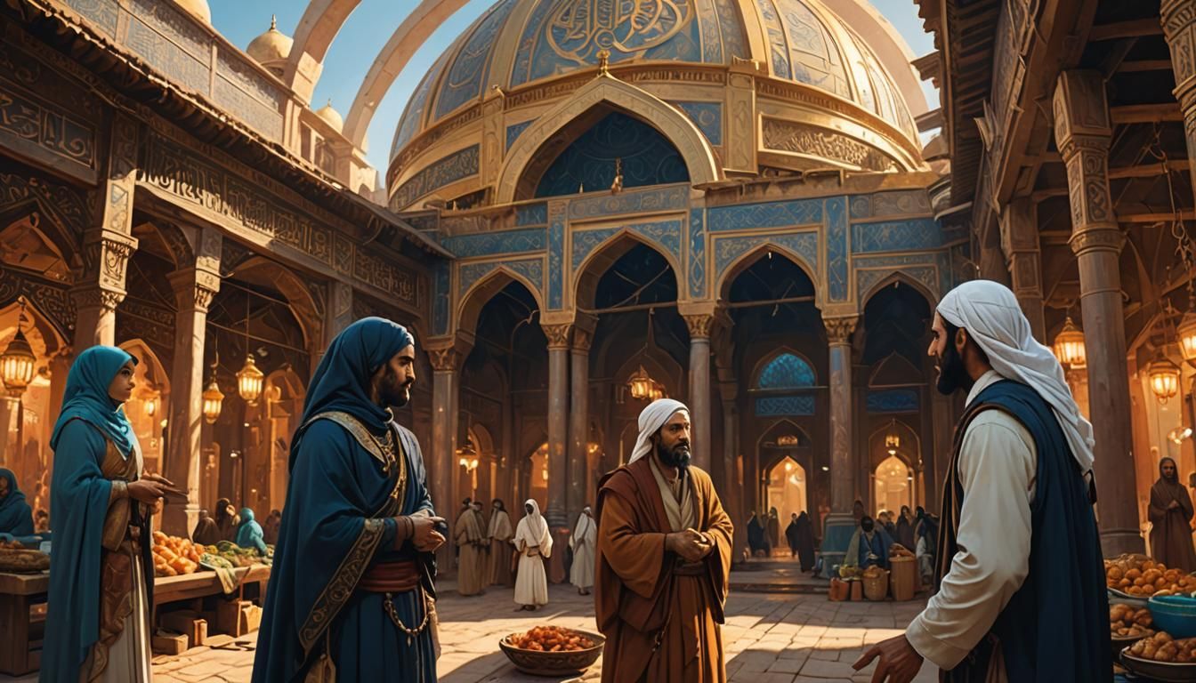 Hazrat Umar Helping Woman: Fantasy Realism Concept Art