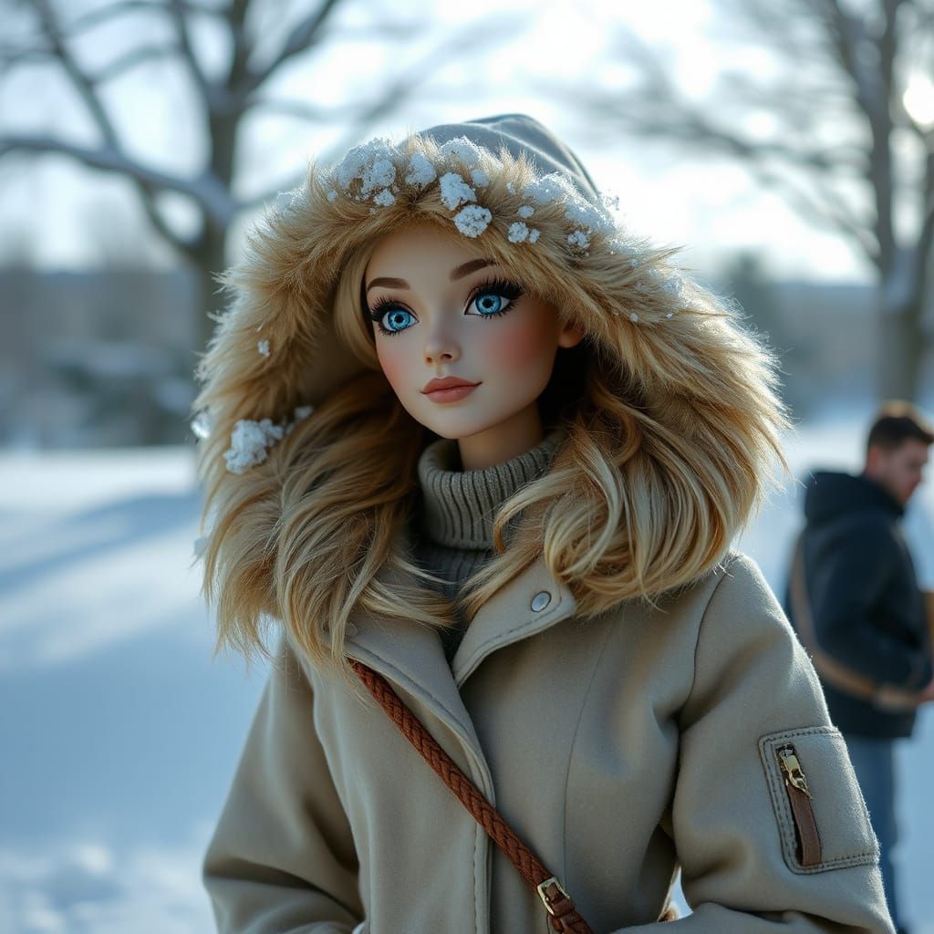 ice barbie in winter coat